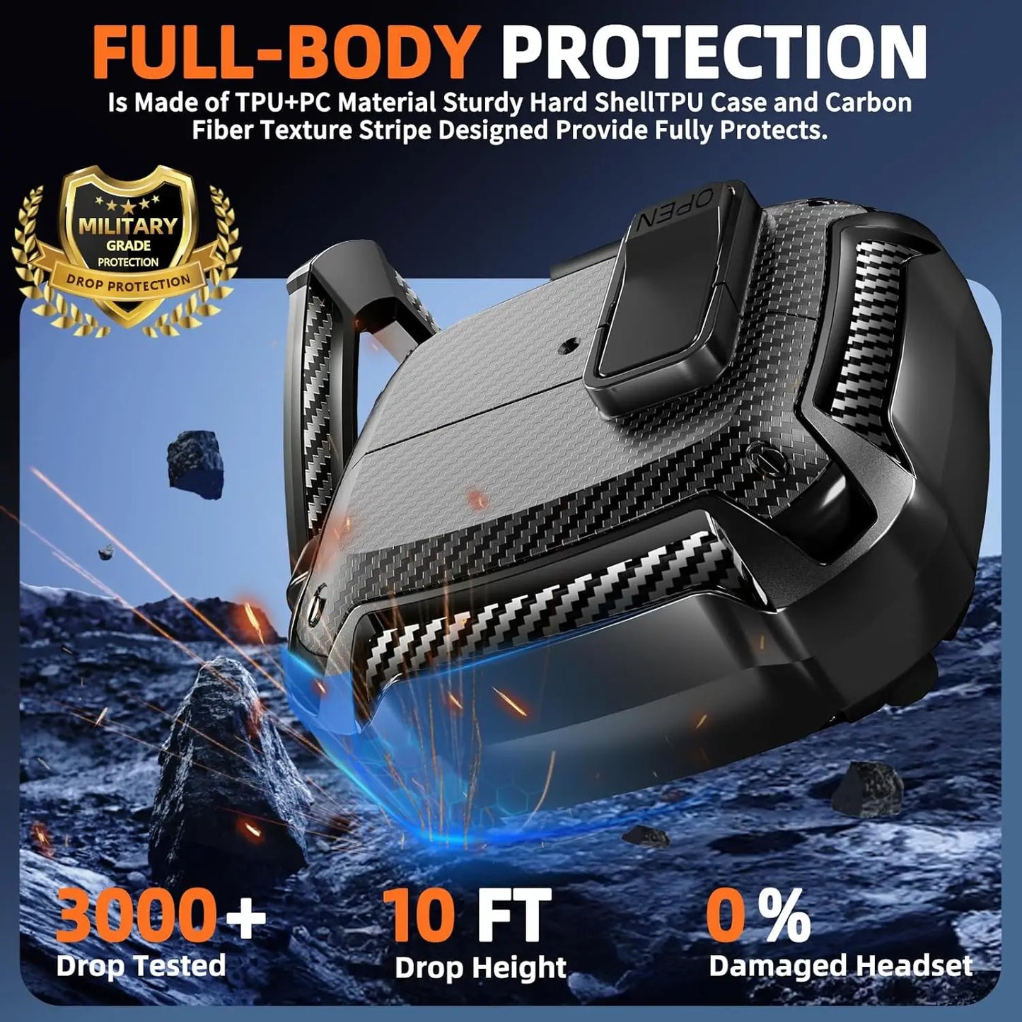 2025 New Phone Stand Case For Samsung Galaxy Buds 3 Pro Case With Secure Lock Clip & Cleaning kit Carbon Fiber Cover For Buds 3