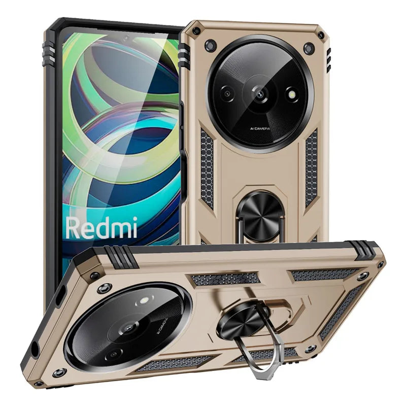 For Xiaomi Redmi A3 4G Case Rugged Armor Phone Case For Redmi A3 A 3 RedmiA3 4G Magnetic Ring Holder Shockproof Cover - Caseverse