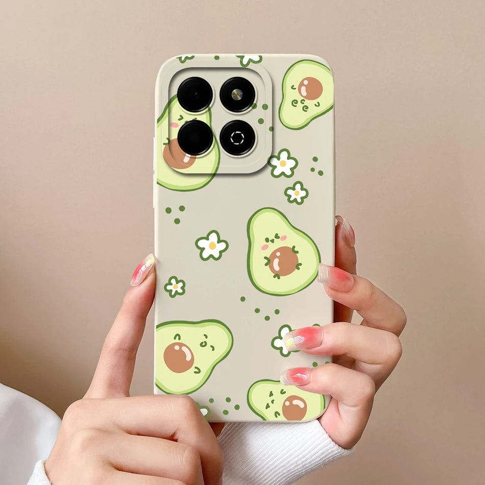Case For Honor X6B Phone Back Cover Cute Avocado Soft Comfortable Liquid Silicone Camera Protection Anti Drop Bumper Capa Funda - Caseverse