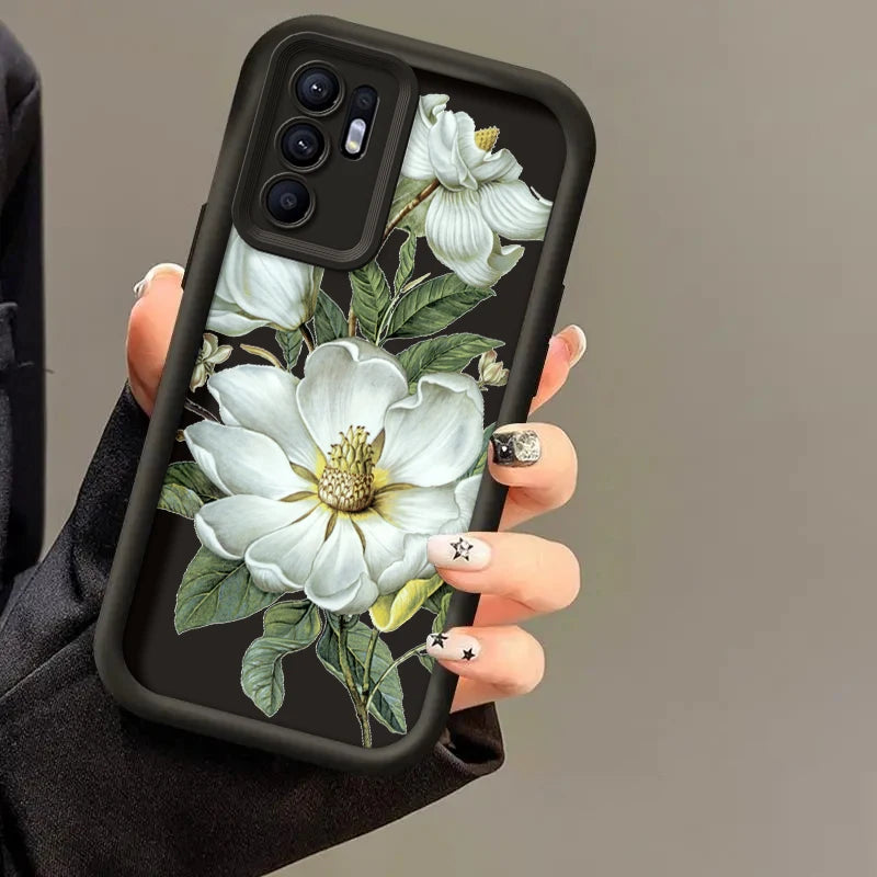 Flower Painted Phone Case For Oppo Reno 6 Pro Plus 5G Reno6 Silicone Anti Drop Soft Cover Funda - Caseverse