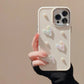 Ins Cute 3D Pearl Love Heart Phone Case For iPhone 16 15 14 13 12 11 Pro Max X XS XR 8 7 Plus SE 2022 Soft Silicone Bumper Cover - Caseverse