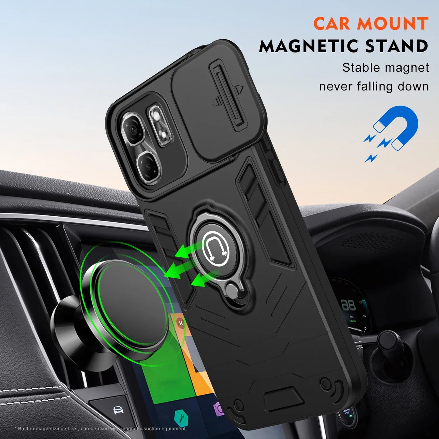 Rugged Armor Shockproof Phone Case For Infinix Smart 9 X6532 Hot 50i X6531 X6531B Sliding Window Metal Ring Holder Back Cover - Caseverse