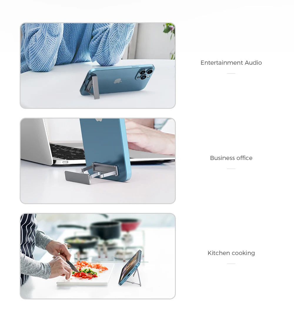 Metal Folding Phone Holder Alloy Invisible Back Stick Phone Desktop Holder Portable Mobile Support Phone Stand for iPhone Xiaomi - Caseverse
