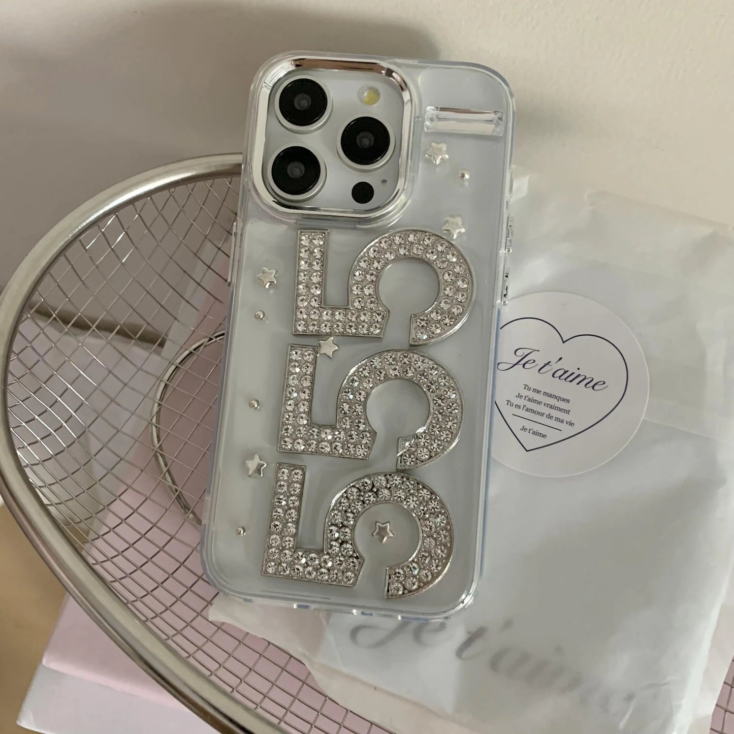 Korean Stylish Glittering Zircon 555 Fashionable Chic Case for iPhone 16 15 14 13 11 Pro Max Back Phone Cover for 12 Pro Max - Caseverse