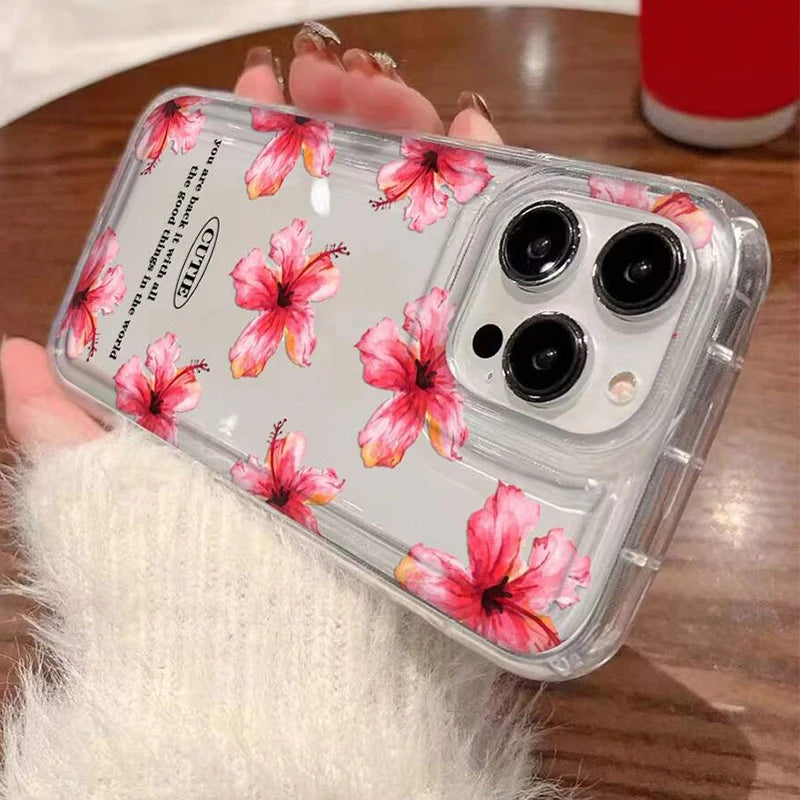 Metal Tulip Pattern Airbag Protective Phone Case For iPhone 14 13 11 15 16 Pro Max 16E 12 Mini XS XR X 8 7 Plus SE 2 Plus Cover Caseverse