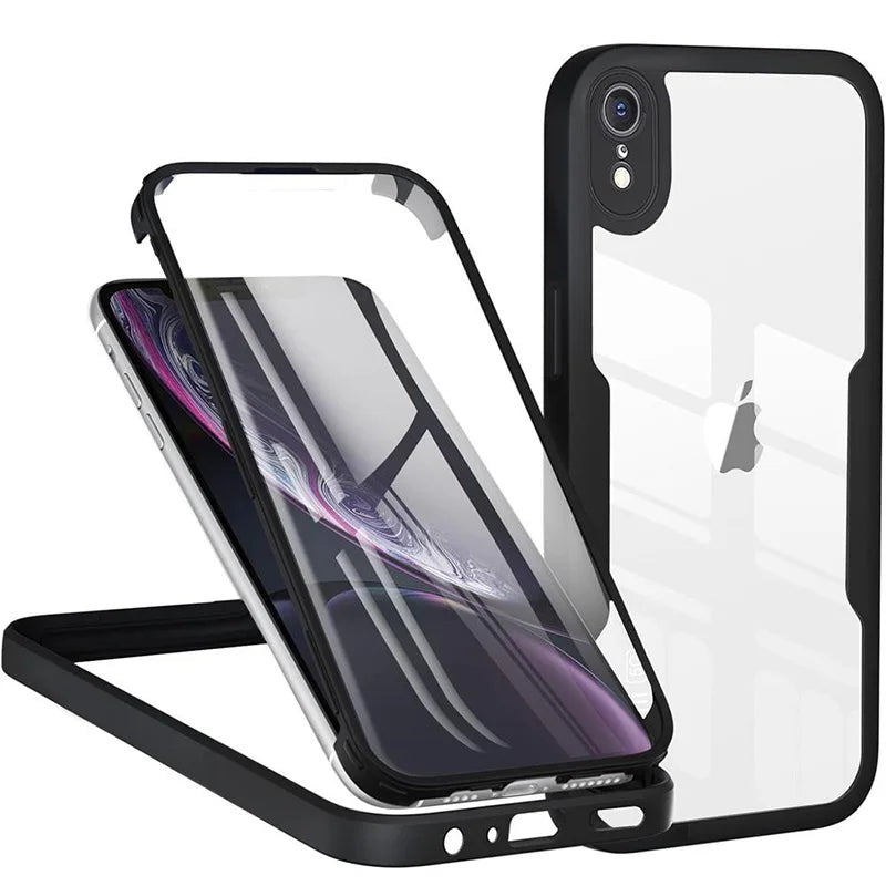 360 Degree Case For iPhone 15 14 13 12 11 Pro Max 14 Plus XS MAX XR Clear Cover Full Body Rugged Built-in Screen Protector Case - Caseverse