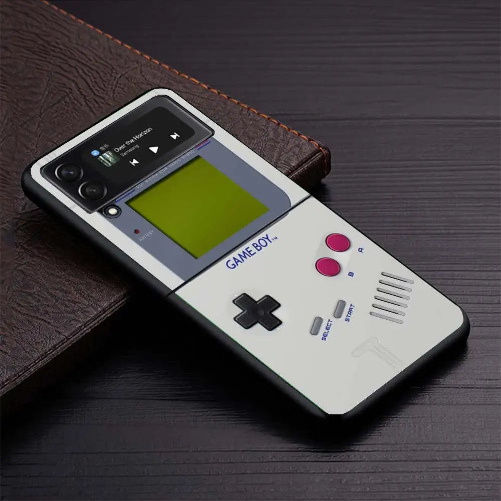 Gameboy Boy Game Phone Case for Samsung Galaxy Z Flip6 5G Flip4 Flip5 Flip3 Black Cover Z Flip 6 5 4 3 PC Shell Coque Galaxy Z F Caseverse