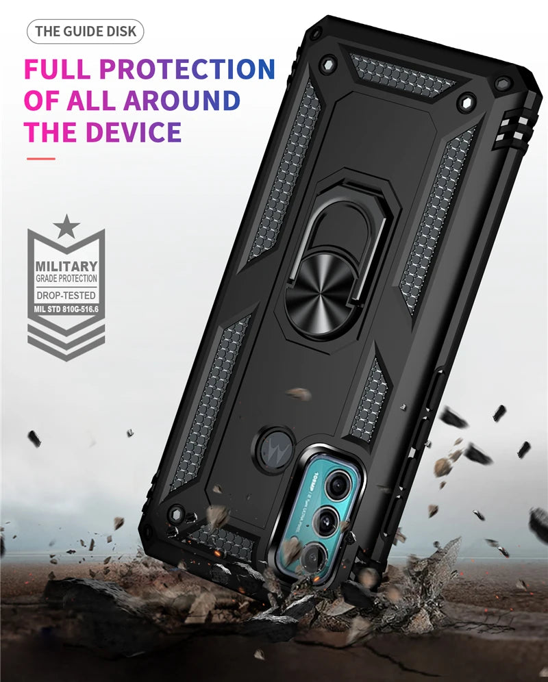 For Motorola Moto G40 Fusion Case Rugged Armor Shockproof Phone Case For Moto G31 G41 G51 G71 5G Magnetic Ring Holder Back Cover - Caseverse