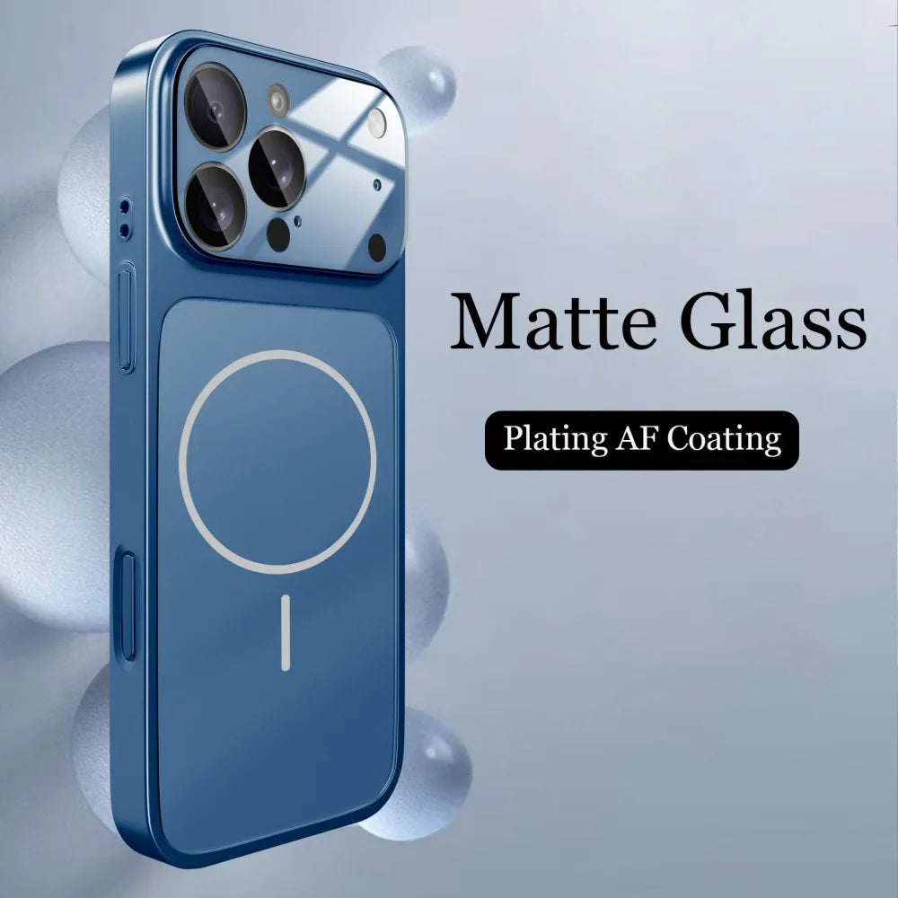 Original Glass Nano Matte Case For iPhone 17 Air 16 15 Pro Max 17Pro Cover Magnetic Magsafe Wireless Charging Armor Shell Funda