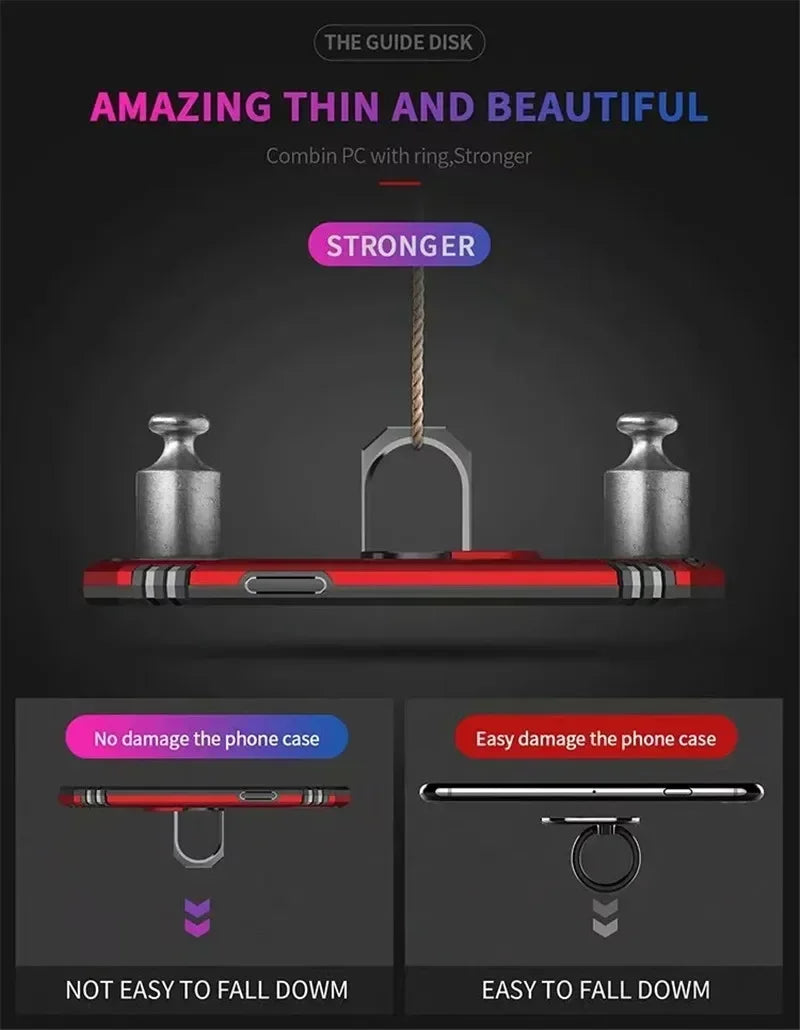 Armor Shockproof Case for iPhone 16 15 14 Plus 13 12 11 Pro Max Magentic Ring Finger Holder Military Grade Case for iPhone Cover - Caseverse