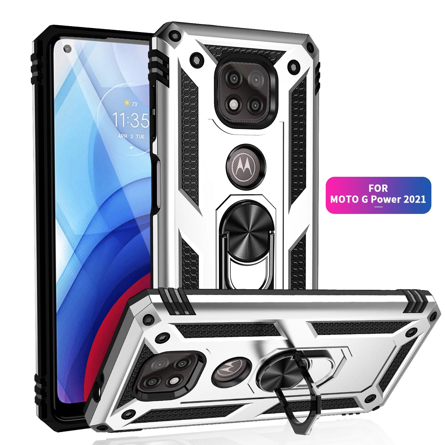 for Moto G Power Case for Phone Moto G Power 2021 Case Shockproof Armor Rugged Military Protective Car Holder Magnetic Cover