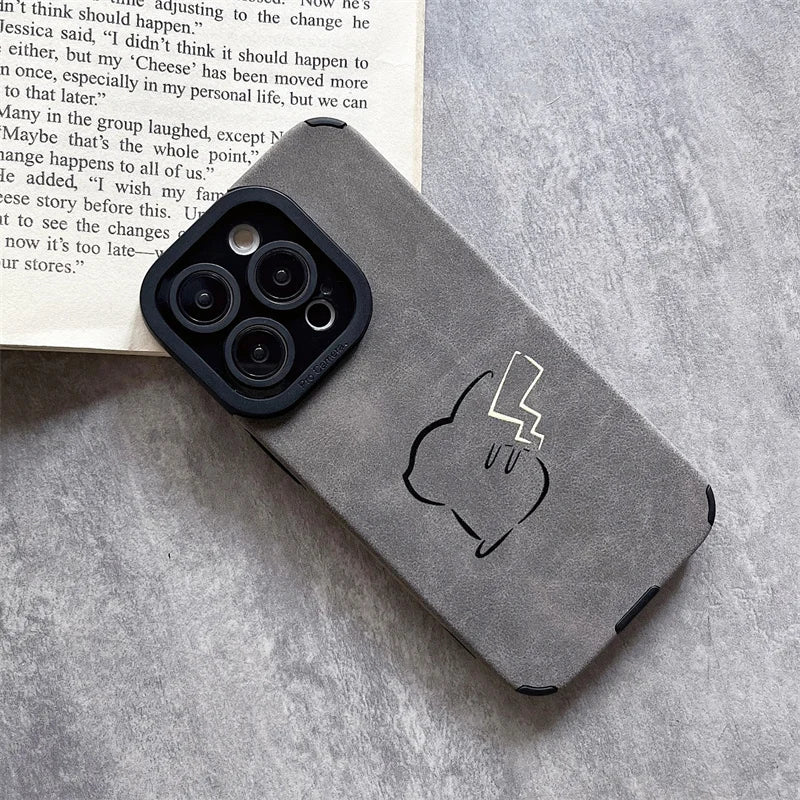 Luxury Pokemon Pikachu Matte Soft Leather Phone Case For iPhone 15 14 13 12 11 Pro Max Lens Protection Shockproof Silicone Cover - Caseverse