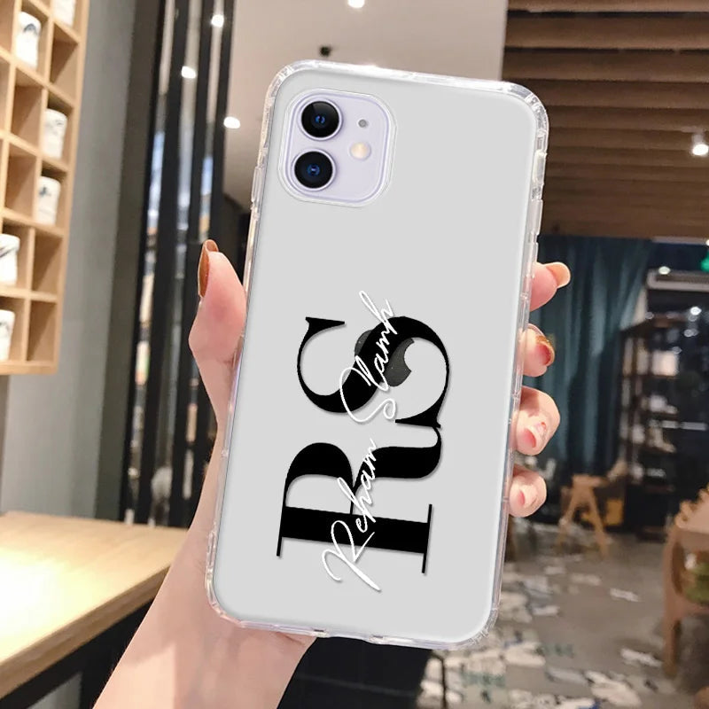 Personalized Custom Name Phone Case For iPhone 13 12 11 14 15 16 pro 16 14 15 Plus Xs MAX XR 12 13 Mini Clear Cover Capa Fundas Caseverse
