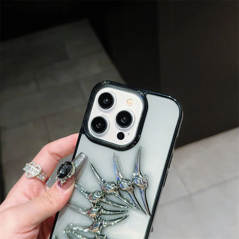Unique design sense, three-dimensional drip glue fish bone Phone Case For iPhone 11 12 13 14 15 16 pro max Caseverse