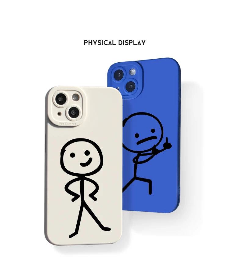 Cute Cartoon Matchman Matte Silicone Phone Case For iPhone 16 15 Soft Back Cover - Caseverse