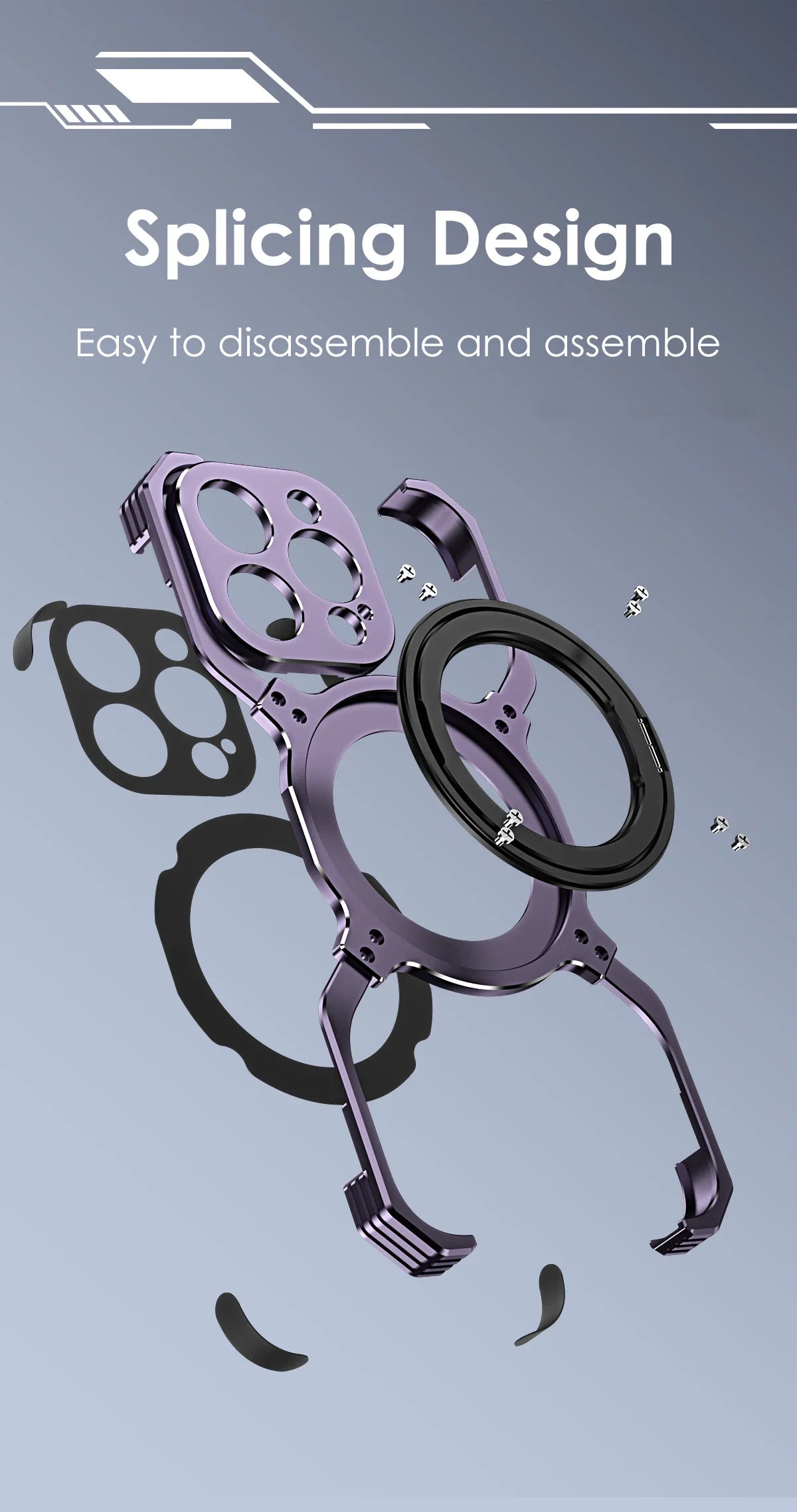 360° Stand Metal Rimless Magnetic Phone Case For iPhone 13 14 15 Pro Max Metal Bumper Lens Protection Metal Skeleton Phone Cover