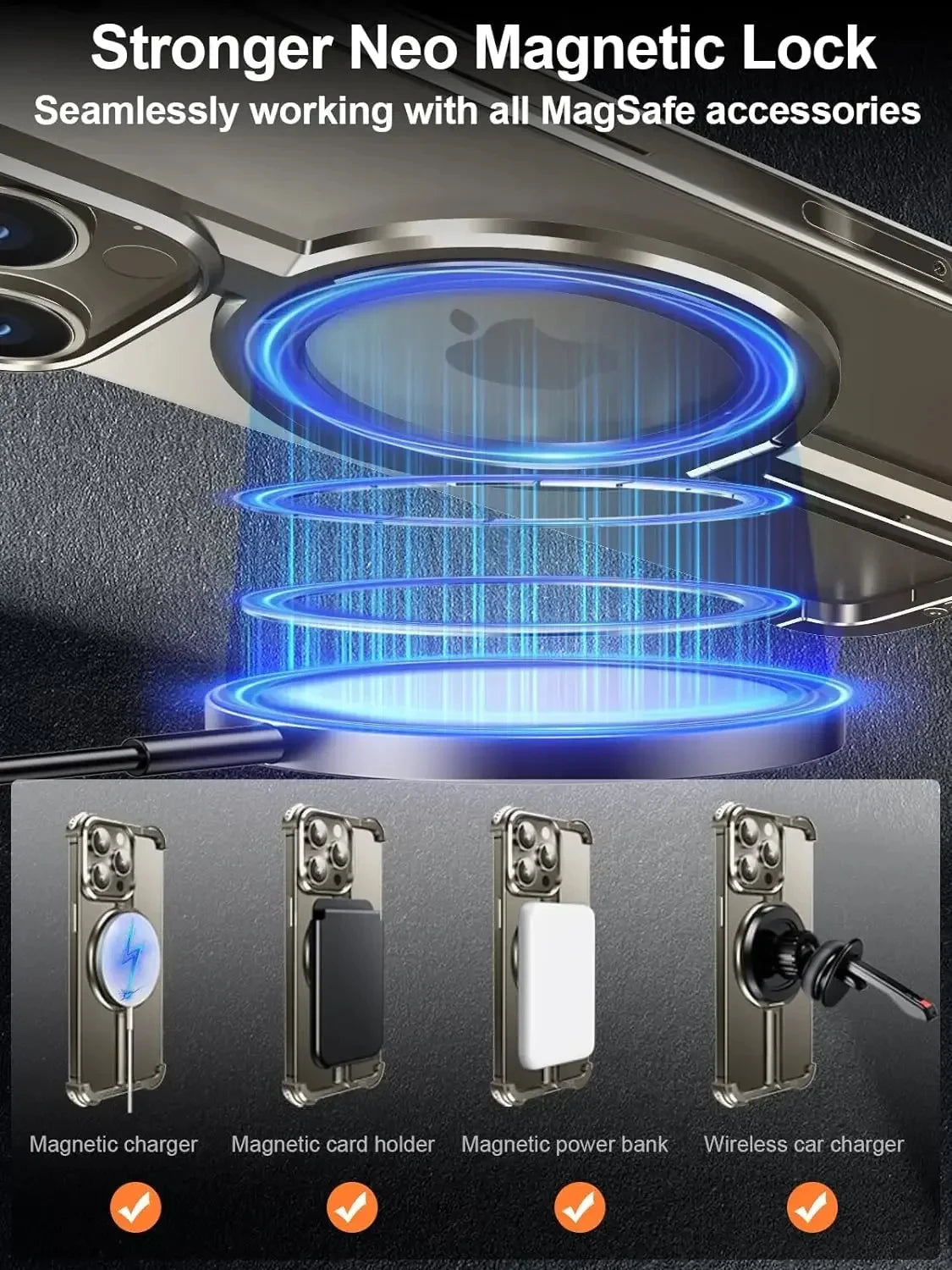 Metal Frame Magsafe Phone Case for iPhone 16 15 14 13 Pro Max Wireless Charging Aluminum Alloy Frameless Holder Shockproof Cover Caseverse