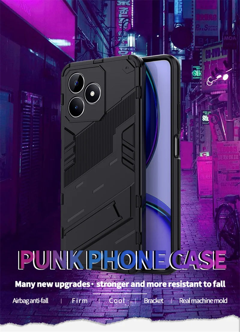 For Realmi C53 4G Case Shockproof Rugged Armor Phone Case For Realme C53 C 53 4G RMX3760 6.74" Magnetic Holder Stand Back Cover - Caseverse