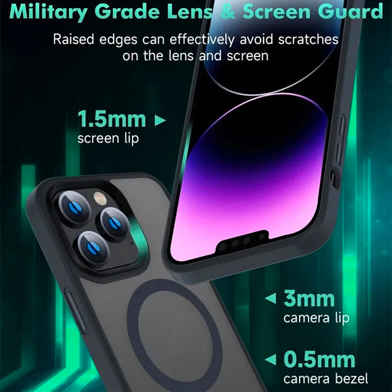 Magnetic Phone Case with Metal Stand for iPhone 16 15 14 13 12 Pro Max Plus Translucent Mobile Cases Military Grade Back Cover Caseverse