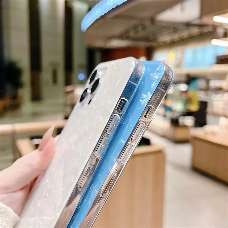 Cute Glitter Marble Silicone Case For iphone 16 15 14 12 13 Mini 11 Pro Max Plus Silicone Soft TPU Back Phone Cases Cover - Caseverse