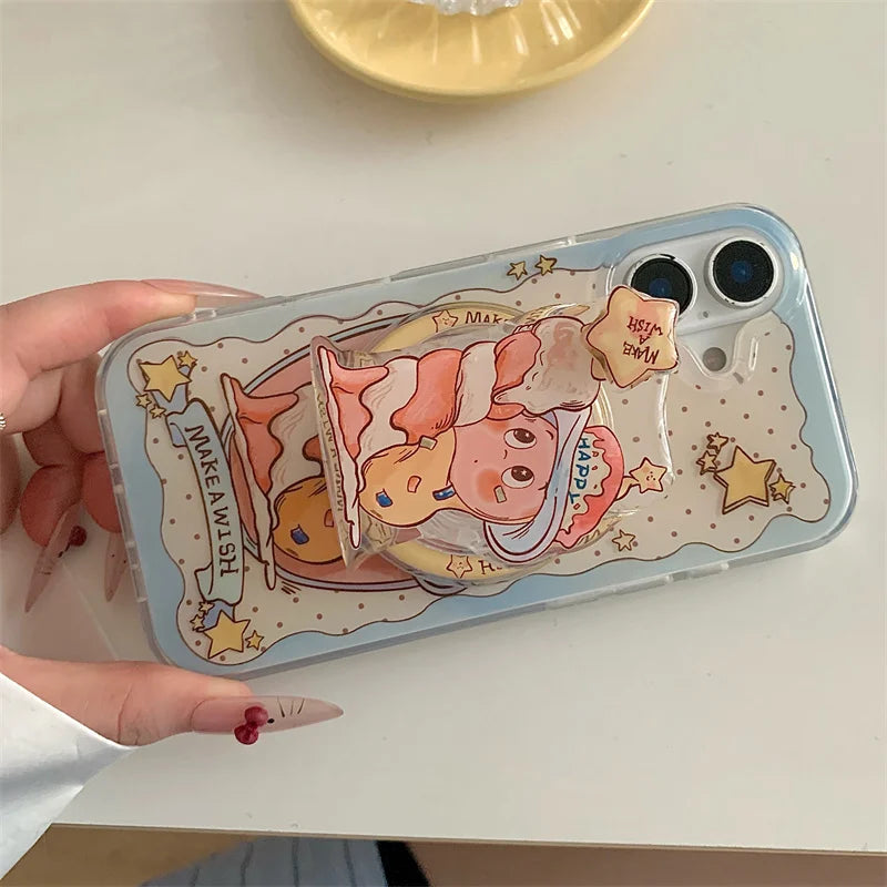 Magnetic Phone Case For iPhone 16 Pro 15 14 13 Pro Max Cover with Magsafe Holder Cute Candle Star Shockproof Silicone Cases 15 Caseverse