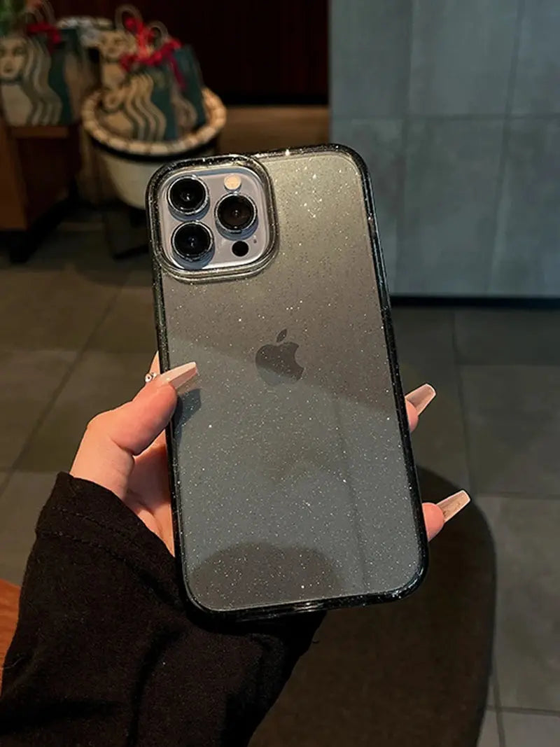 Luxury Bling Glitter Clear Phone Case for iPhone 16 15 14 13 12 11 Pro Max Plus Mini Silicone Soft Transparent Bumper Cover - Caseverse