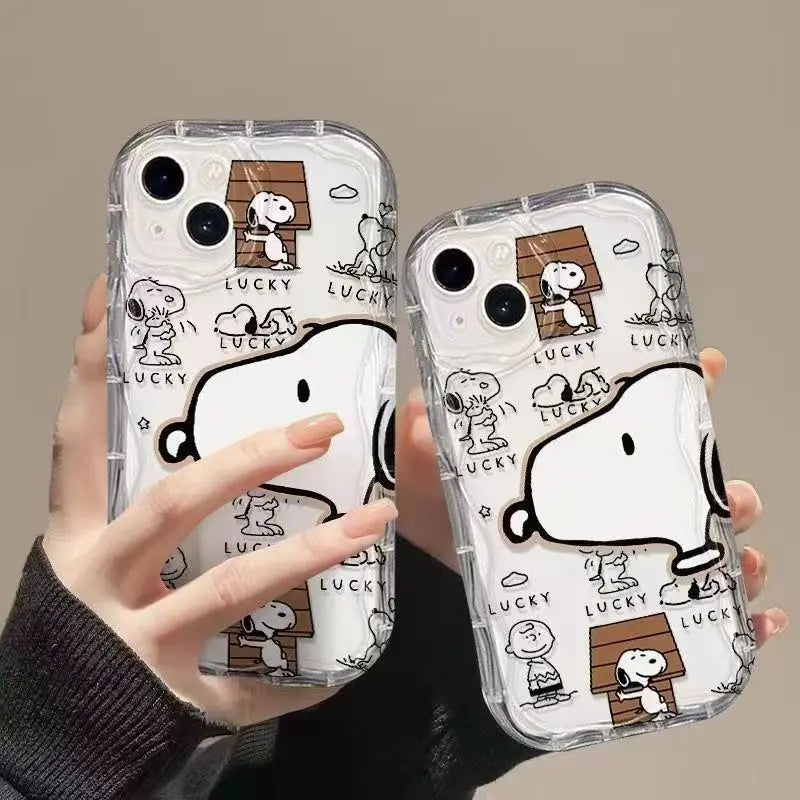 For iPhone 13 12 mini 11 14 15 Pro Max 7 8 Plus X XR XS SE 2020 Lucky Snoopy Phone Case Transparent Cover - Caseverse