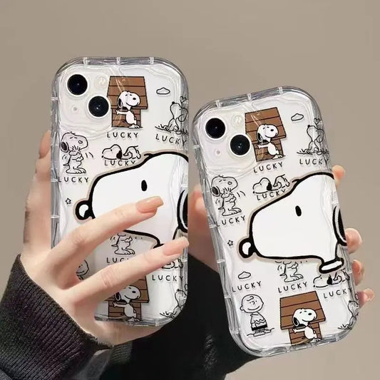For iPhone 13 12 mini 11 14 15 Pro Max 7 8 Plus X XR XS SE 2020 Lucky Snoopy Phone Case Transparent Cover - Caseverse