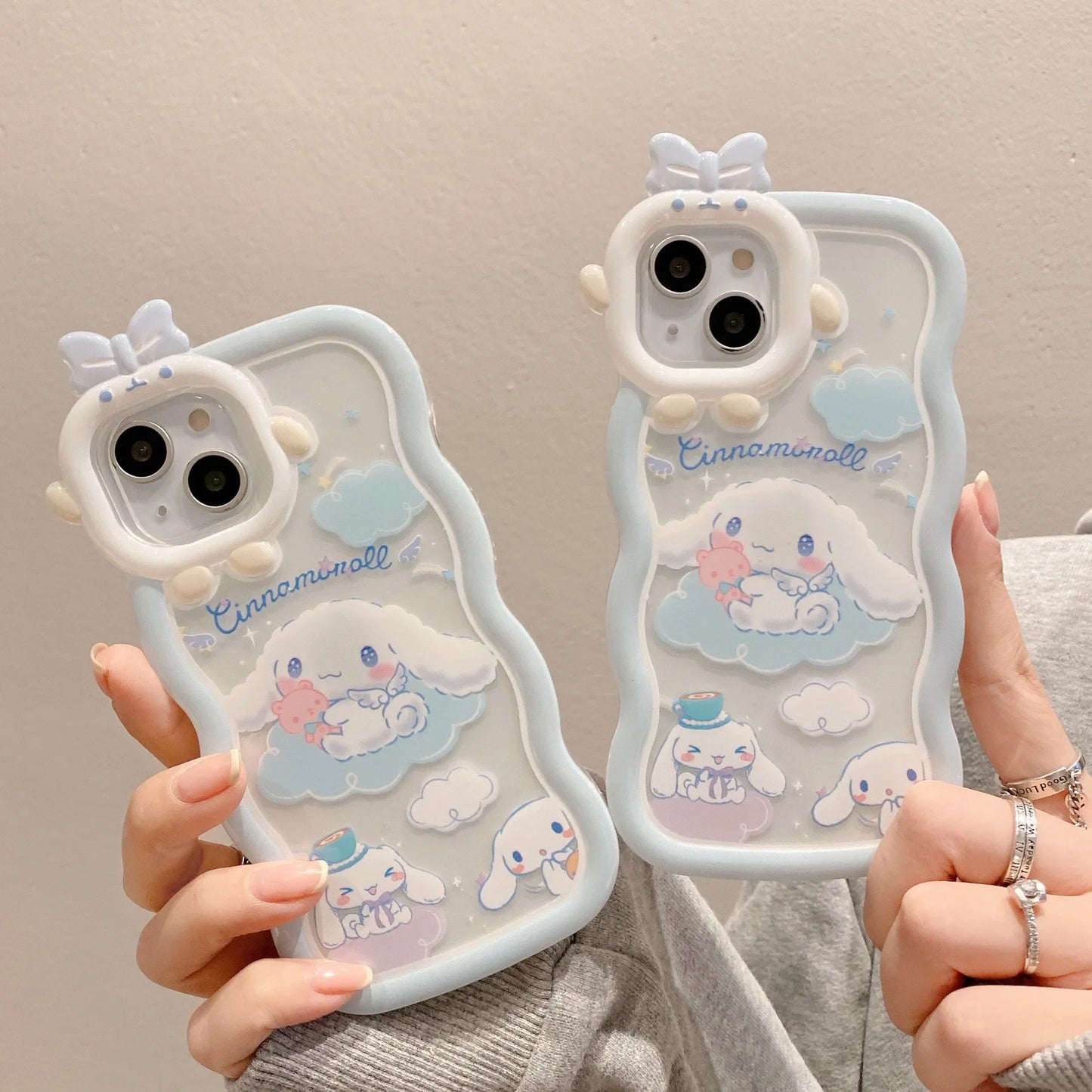 Kawaii Sanrio Cinnamoroll With Bracelet Bracket Phone Case For iPhone 15 14 13 12 11 Pro Max XR XS MAX X 7 Back Cover Y2k Gift - Caseverse