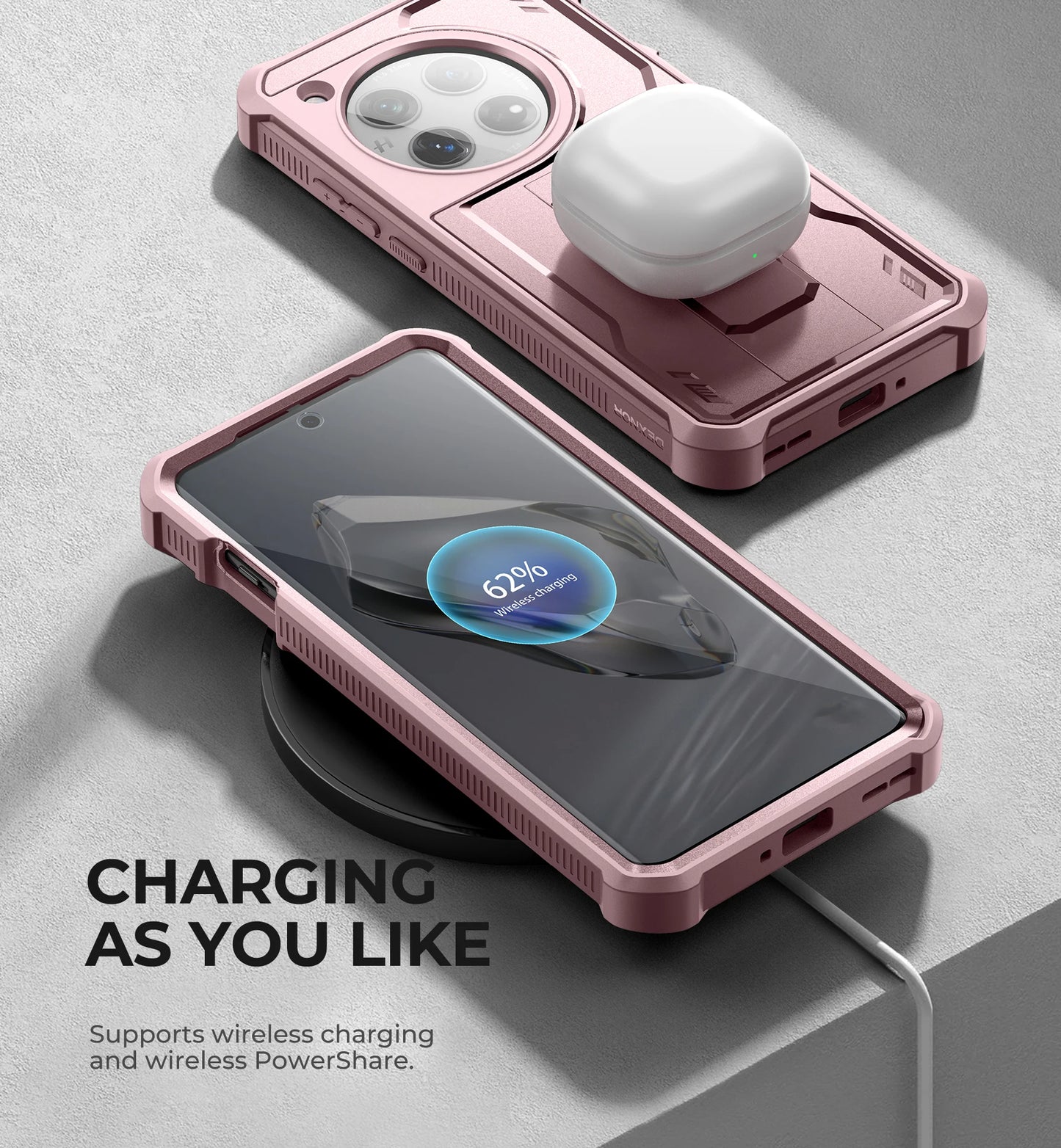 For OnePlus 12 5G (2024) Case Full Body Bumper Military Grade Armor Shockproof Shell Case Bracket with Built in Screen Protector - Caseverse