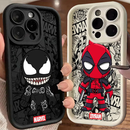 Marvel Cartoon Venom Deadpool Groot Phone Case for iPhone 16 Cases iPhone 15 14 13 12 Mini 11 Pro Max 16 Plus X 15Pro Back Cover - Caseverse