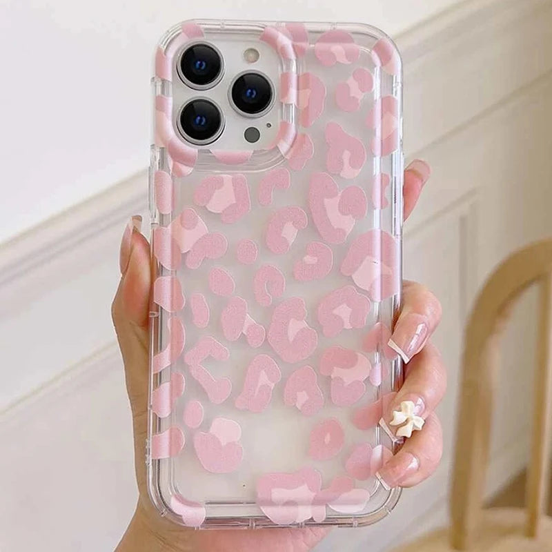 Leopard Design Stylish Pink Pattern Phone Case For iPhone 16 15 14 13 Pro Max 11 12Mini 16E SE 7 8 Plus X XR XS Soft Clear Cover - Caseverse