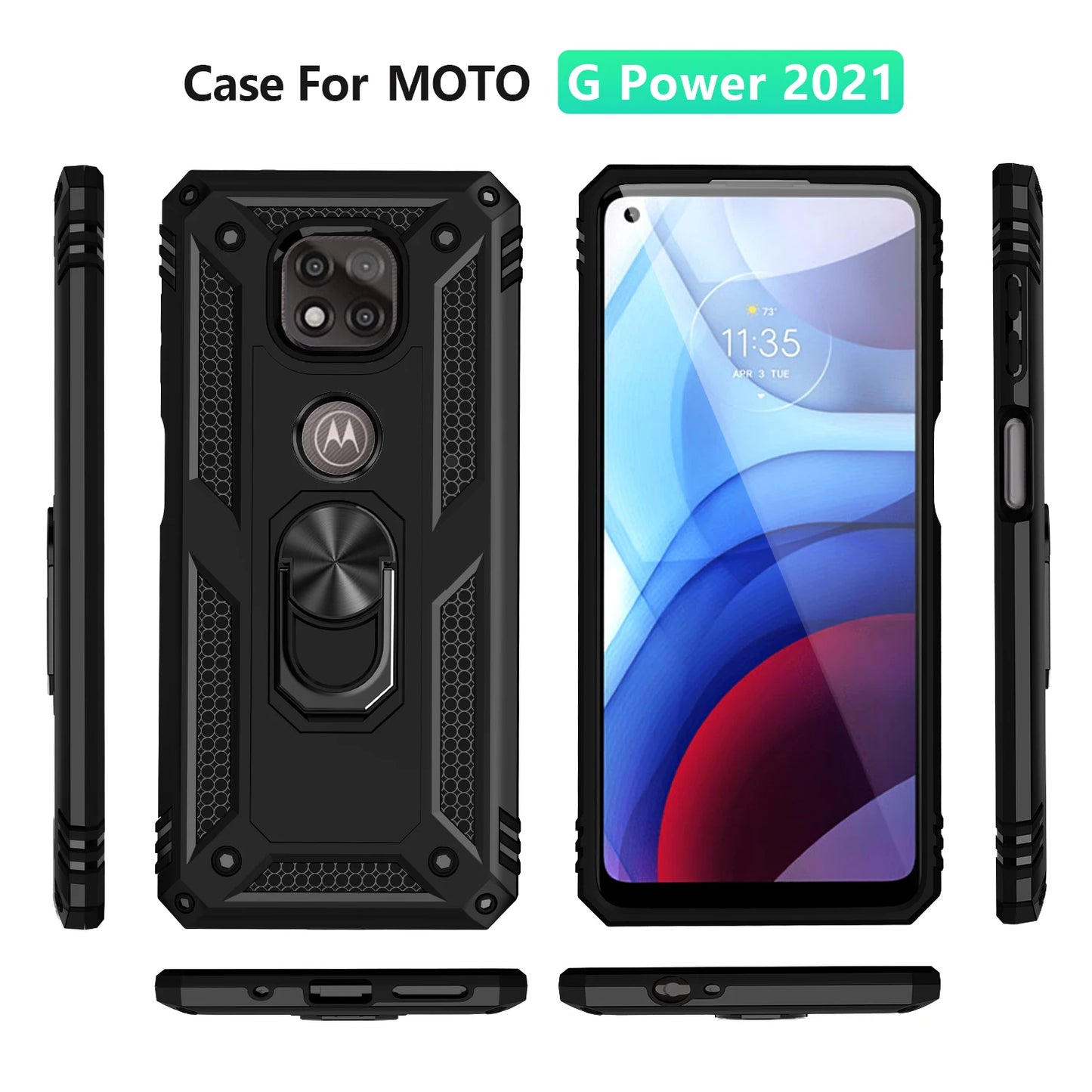 for Moto G Power Case for Phone Moto G Power 2021 Case Shockproof Armor Rugged Military Protective Car Holder Magnetic Cover - Caseverse
