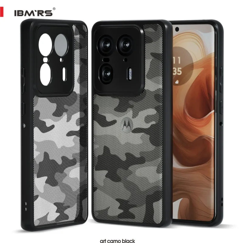IBMRS for Motorola Edge 50 Ultra Case,(Military-Grade Protection) Shockproof Translucent  Phone Case(Camo Black) - Caseverse