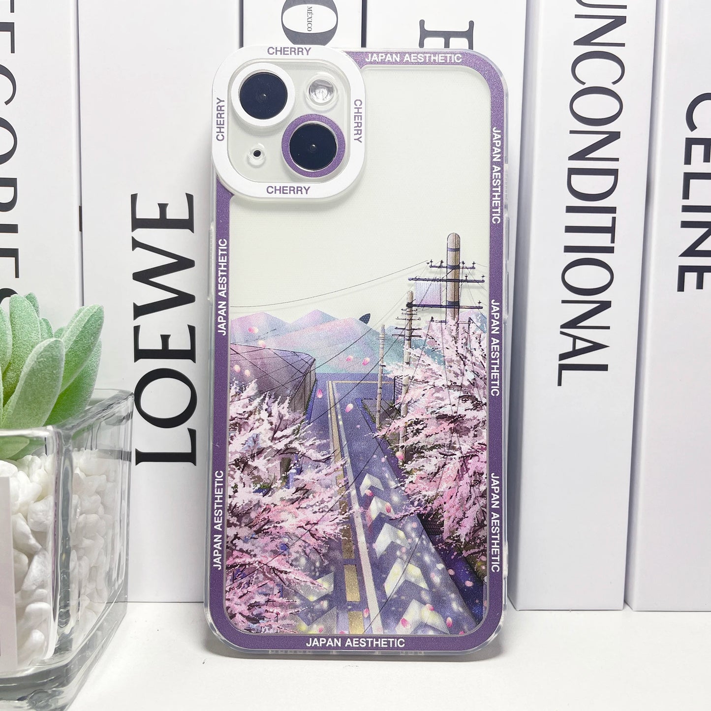 Japanese Anime Aesthetic Cherry Blossoms Silicone Phone Case For iPhone 16 15 14 13 12 11 Pro Max Min Plus Soft Cover - Caseverse