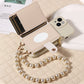 Stylish Mirror Zipper and Pearl Cord Phone Case for IPhone13promax 12mini 11promax 7 Crossbody Fall-proof Faux Leather Cover