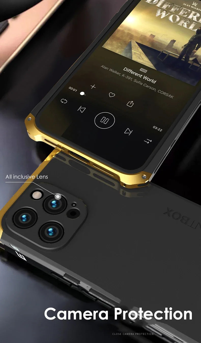 Metal Frame PC Phone Case for IPhone 13 12 14 15 Pro Max Aluminum Anti-collision Strip Silica Gel Back Cover for IPHON 15 Promax Caseverse