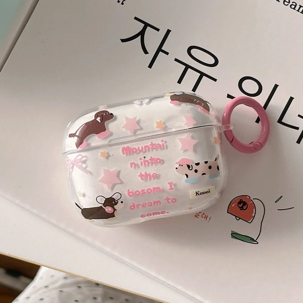 Pink Bow Knot Headset Case for AirPods 1/2 With Keychain for AirPods Pro2 4nd Charging Box Fundas for AirPods 3 Clear Shockproof