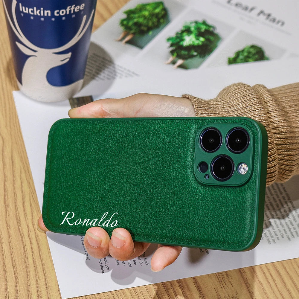 Personalized Customized Name Heart Phone Case for iPhone 16 15 14 13 Pro Max 12 11 X XS XR Design Leather Protective Back Cover Caseverse