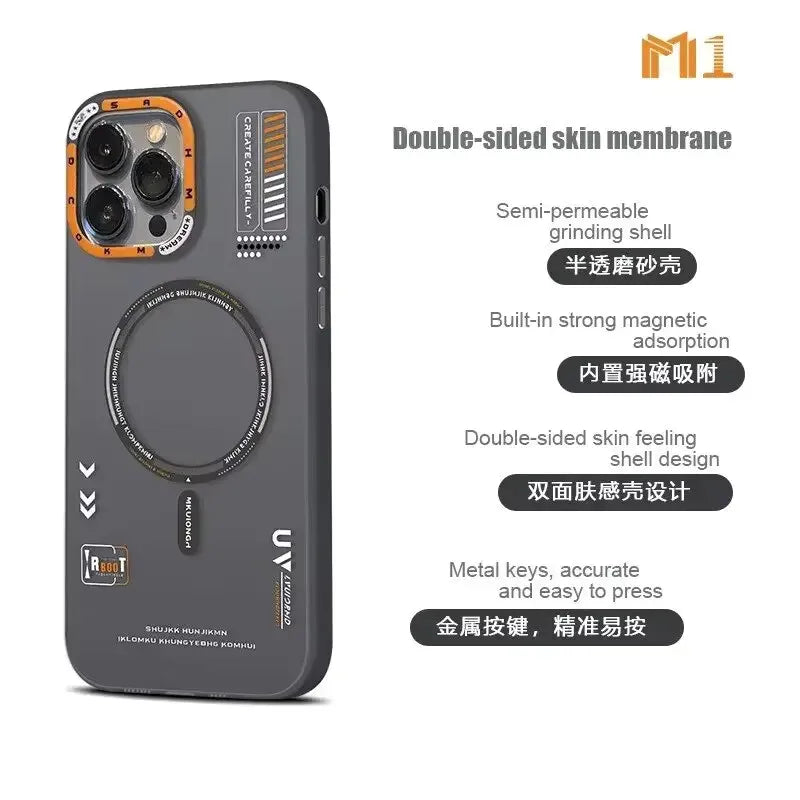 Matte Magnetic Phone Case For iPhone 16 15 14 13 12 Pro Max Megsafe Wireless Charge Frosted Back Metal Lens Frame Buttons Cover