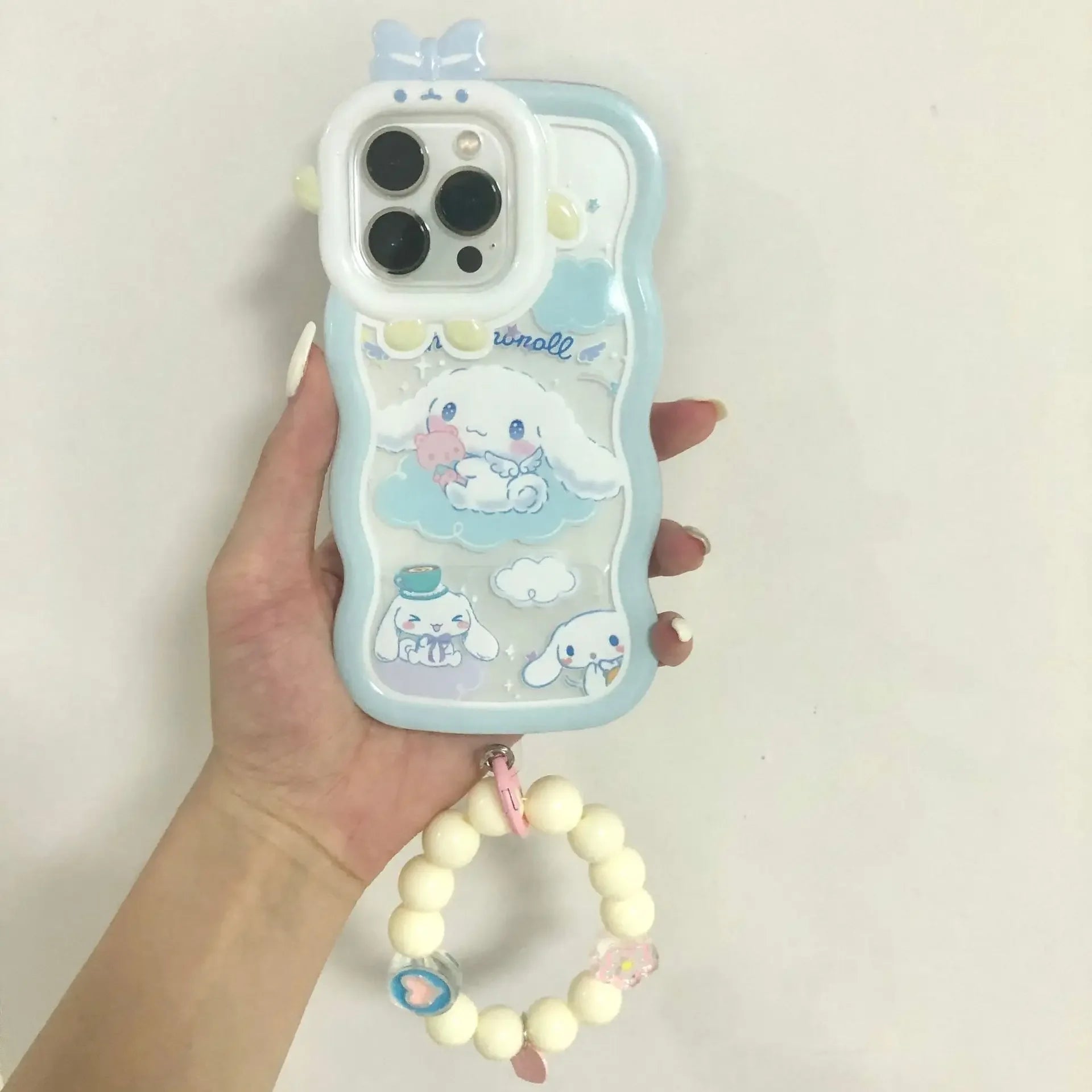 Kawaii Sanrio Cinnamoroll With Bracelet Bracket Phone Case For iPhone 15 14 13 12 11 Pro Max XR XS MAX X 7 Back Cover Y2k Gift - Caseverse
