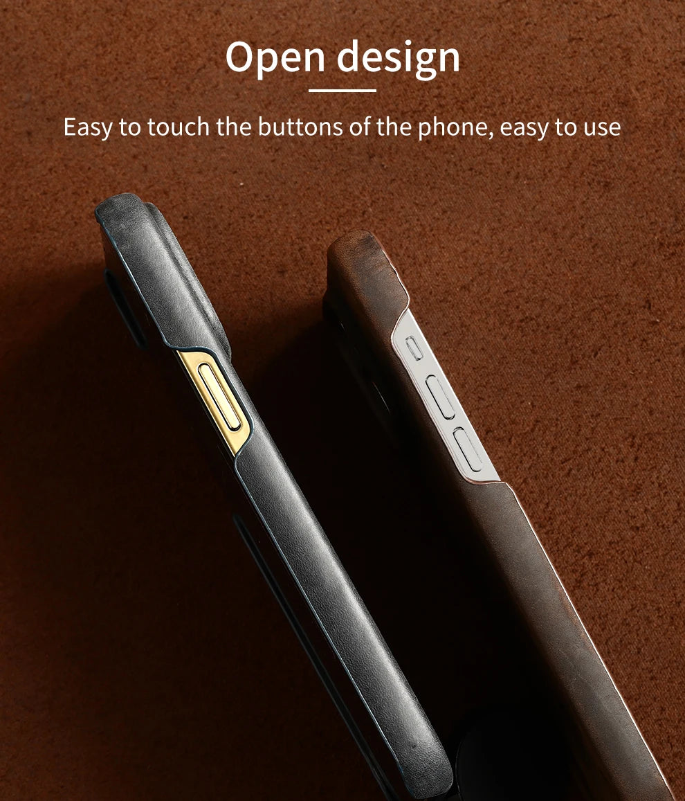 Retro Cowhide Phone Case for iPhone 16 15 13 14 Pro Max 16Pro 14Pro 15Pro Luxury Crazy Horse Genuine PULL-UP Leather Back Cover Caseverse