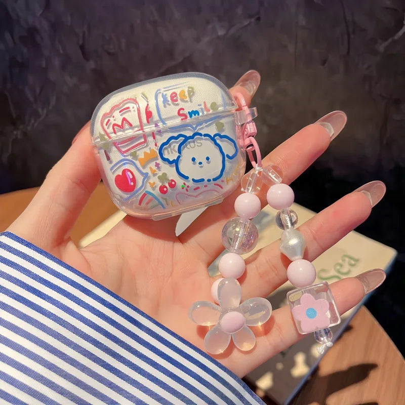 Suitable For Lenovo LP40 TWS Earphone Protective Case Cartoon Cherry Bow Headset Soft TPU Clear Earphone Cover With Keychain Caseverse