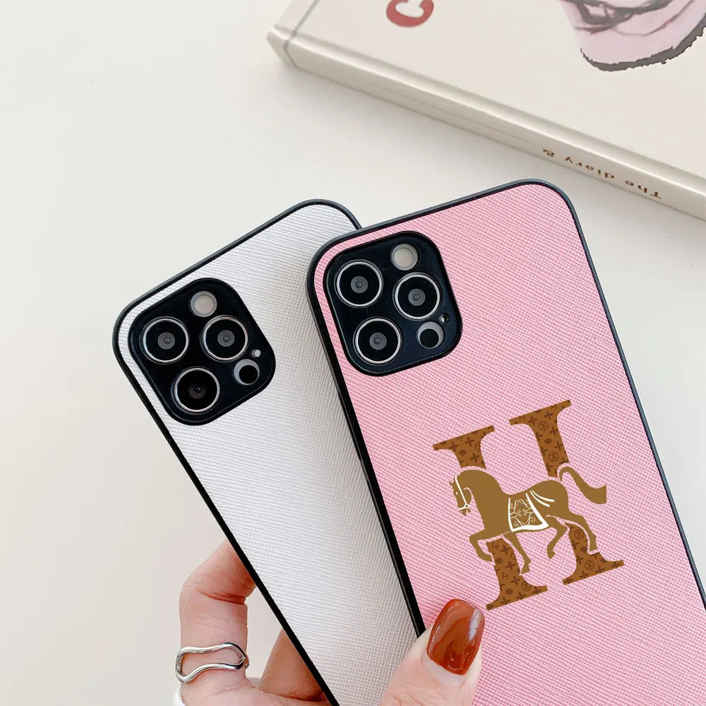 Classic Horse H Cross Leather Fashion Case For Iphone 15 14 13 12 11 Pro Max Mini 7 8 Plus X Xs Xr Max Luxury Phone Cover Funda Caseverse