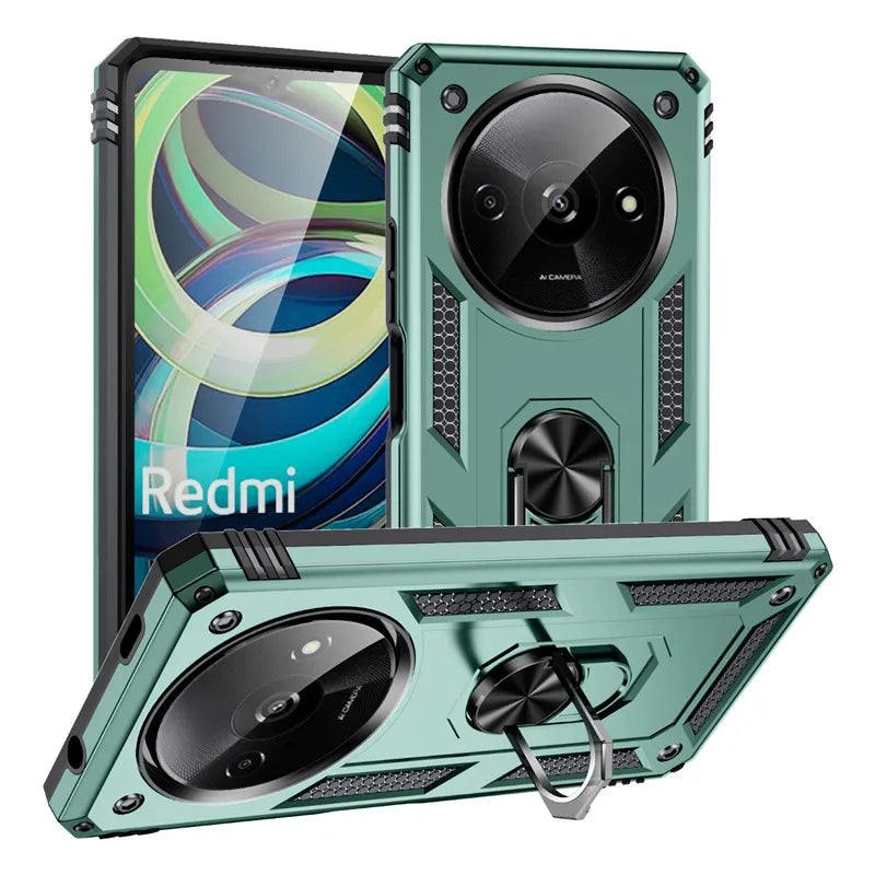 For Xiaomi Redmi A3 4G Case Rugged Armor Phone Case For Redmi A3 A 3 RedmiA3 4G Magnetic Ring Holder Shockproof Cover - Caseverse