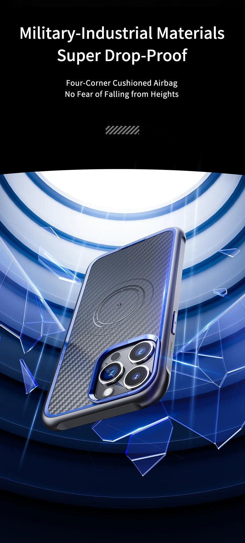 ROCK Kevlar Magnetic Case for iPhone 15 Pro Max Metal Lens Military Grade Shockproof Cover for iPhone 15 Compatible with MagSafe - Caseverse