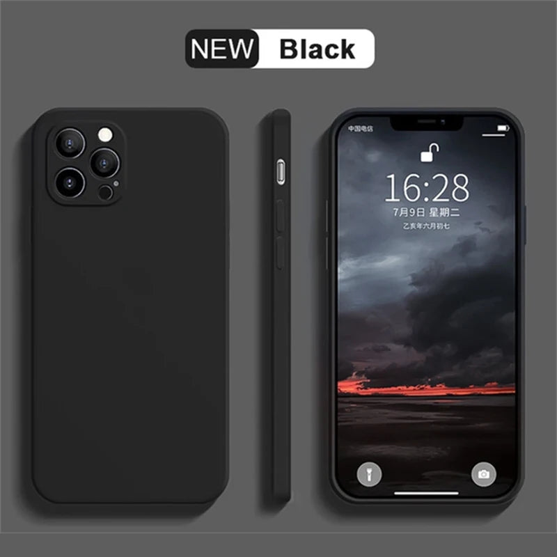Luxury Liquid Silicone Shockproof Case for iPhone 14 15 Plus X XS XR Max Mini Back Soft Cover - Caseverse