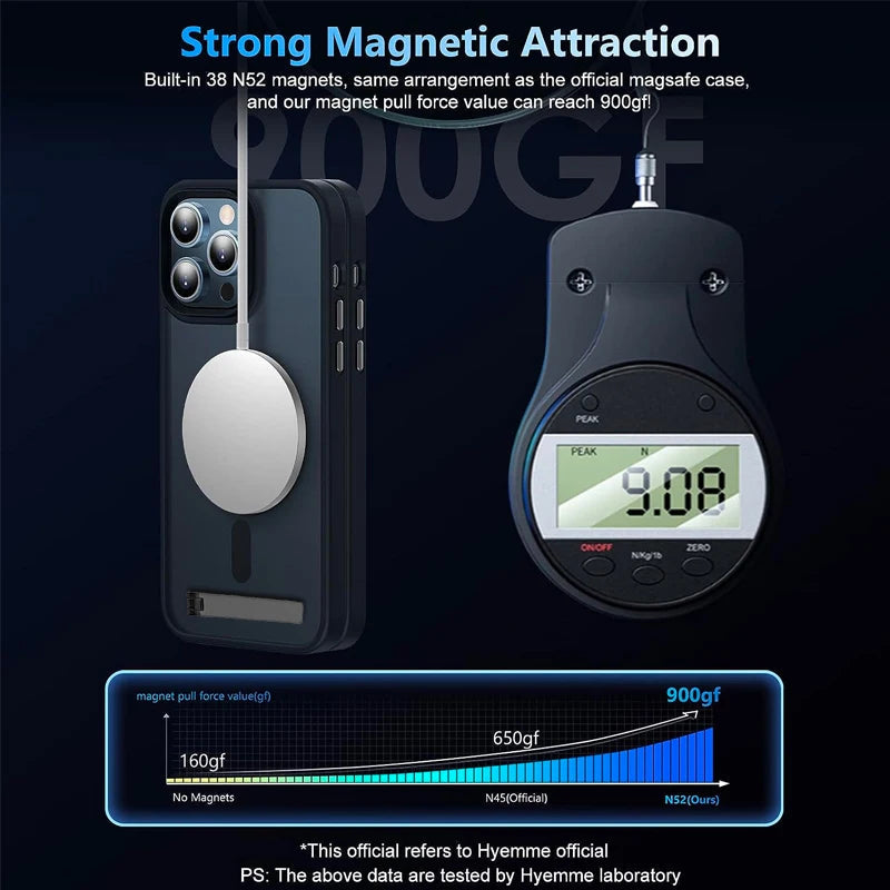 Magnetic Phone Case with Metal Stand for iPhone 16 15 14 13 12 Pro Max Plus Translucent Mobile Cases Military Grade Back Cover Caseverse