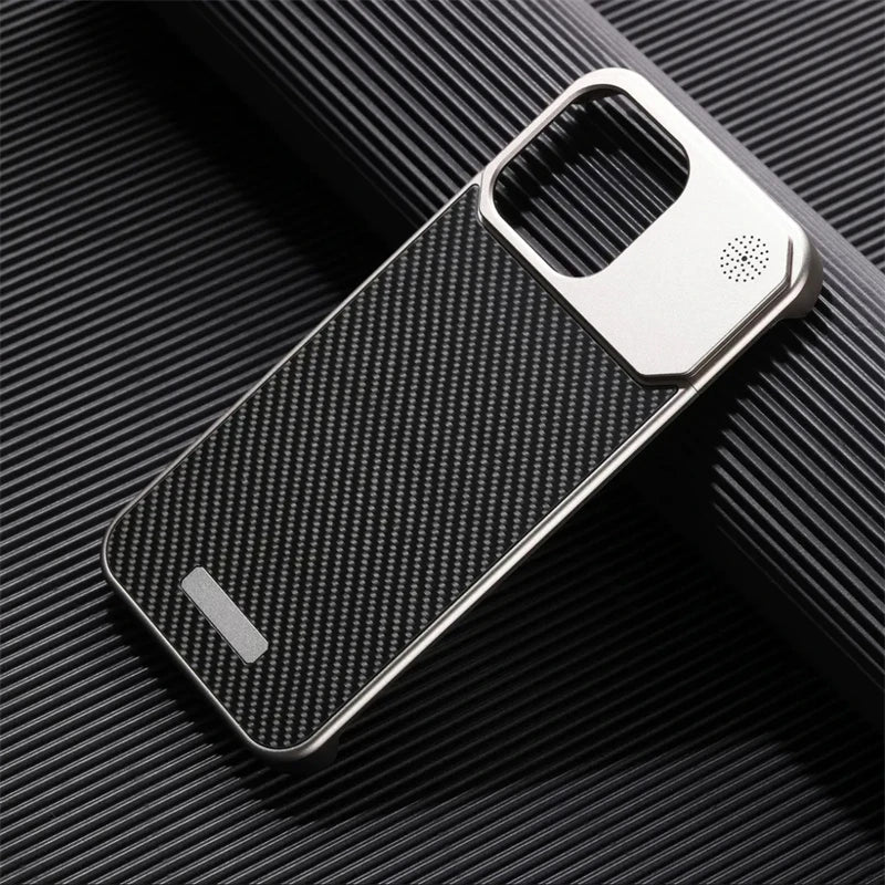 Luxury Forged Carbon Fiber Magsafe Phone Case For iPhone 16 16pro 15 Pro Max Wireless Charging Metal Frameless Shockproof Cover - Caseverse