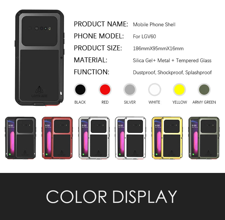 Love Mei Phone Case for  LG V60 Silicone Military Grade Metal Protective Case Shock Proof Dust Proof Cover - Caseverse